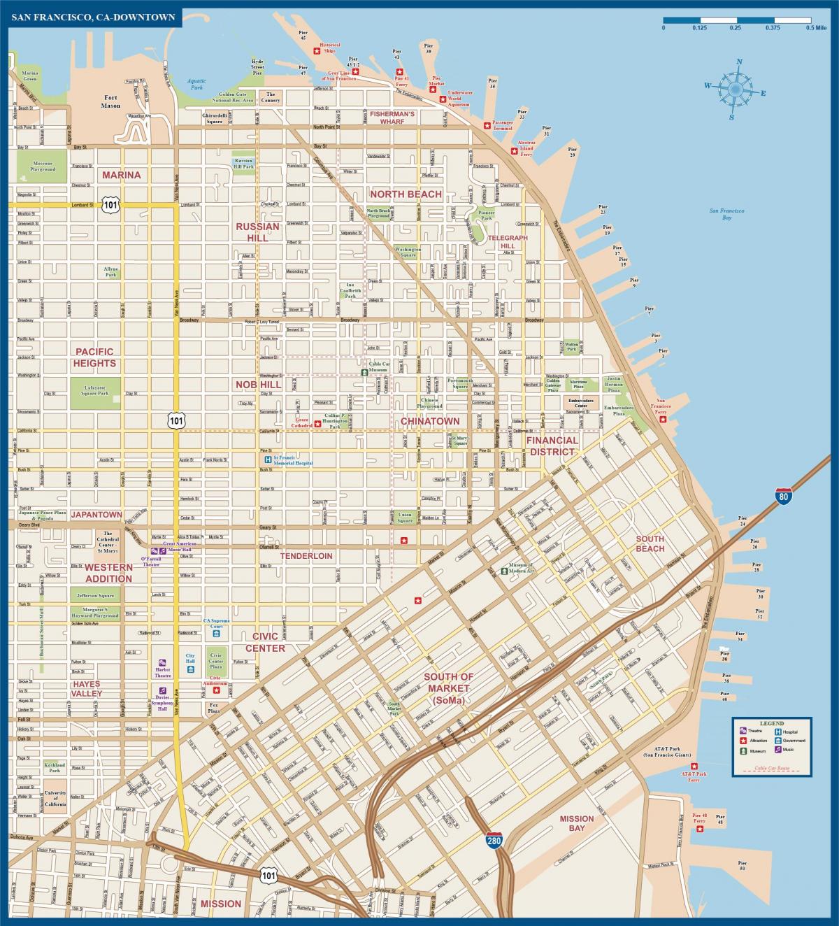 خريطة مركز مدينة سان فرانسيسكو