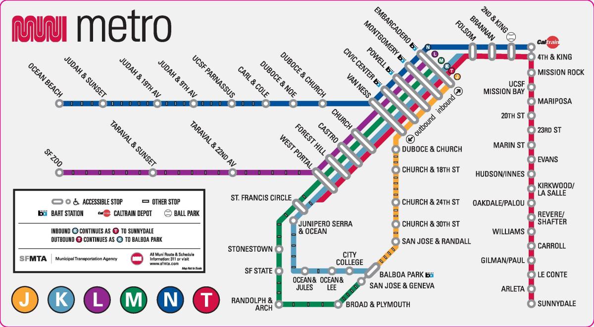 خريطة محطات مترو سان فرانسيسكو