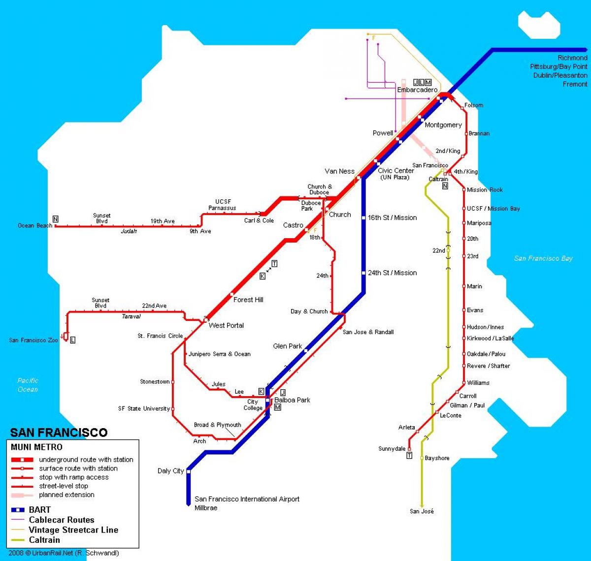 خريطة محطة مترو الأنفاق في سان فرانسيسكو